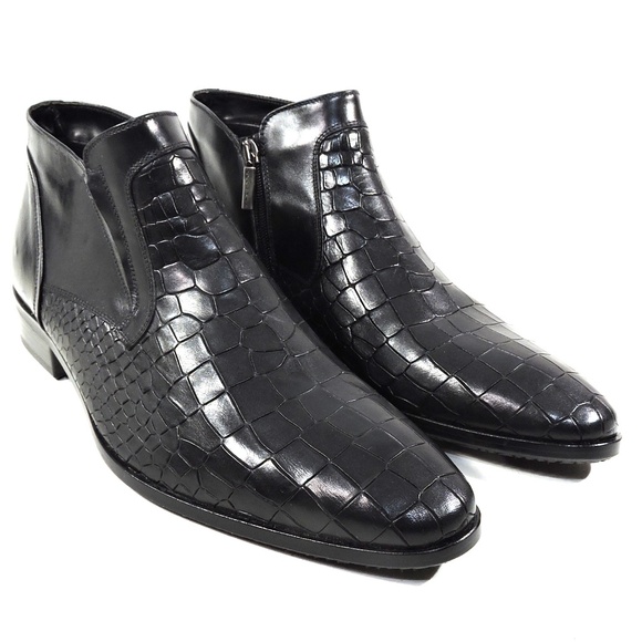 GOODMAN 🇮🇹 MEN'S BLACK SOFT LEATHER WINTER BOOTS SIZE 40 EU - Picture 2 of 8